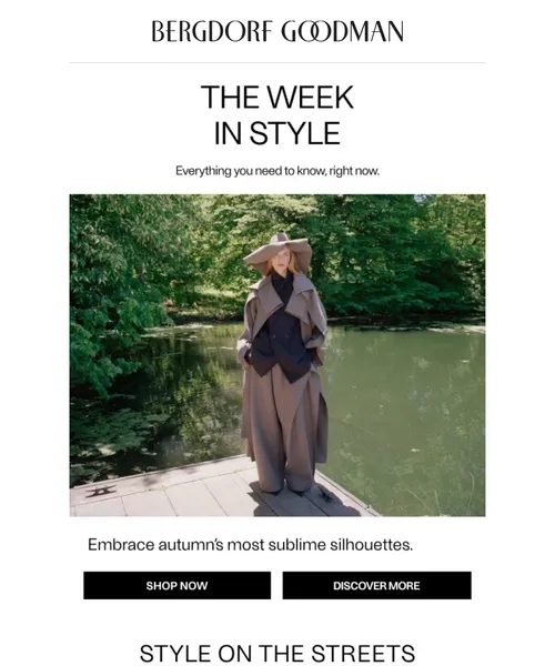 Bergdorf Goodman email layout for The Week In Style: Street Chic