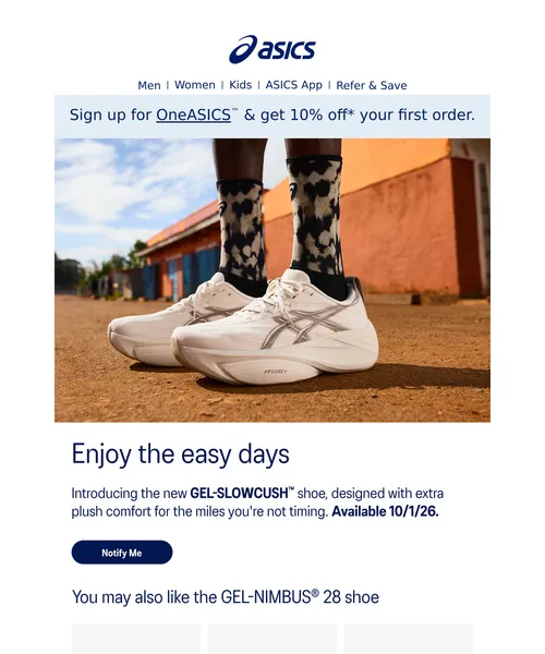 Asics email layout for (No Subject)