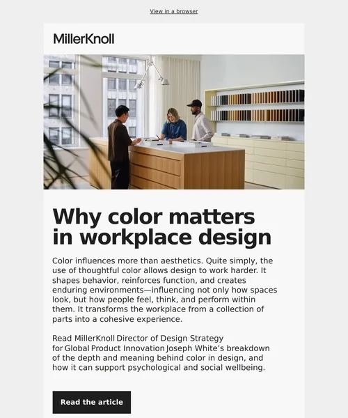 MillerKnoll email layout for Why color matters more than you think