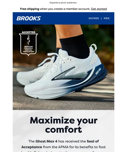 Brooks Running email layout for The doctor-approved Ghost Max 4.