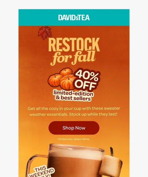 David's Tea email layout for (No Subject)