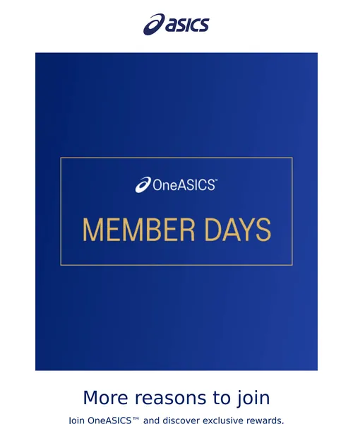 Asics email layout for (No Subject)