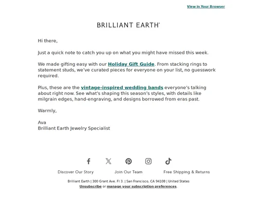 Brilliant Earth email layout for (No Subject)