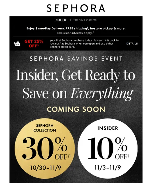 Sephora email layout for (No Subject)