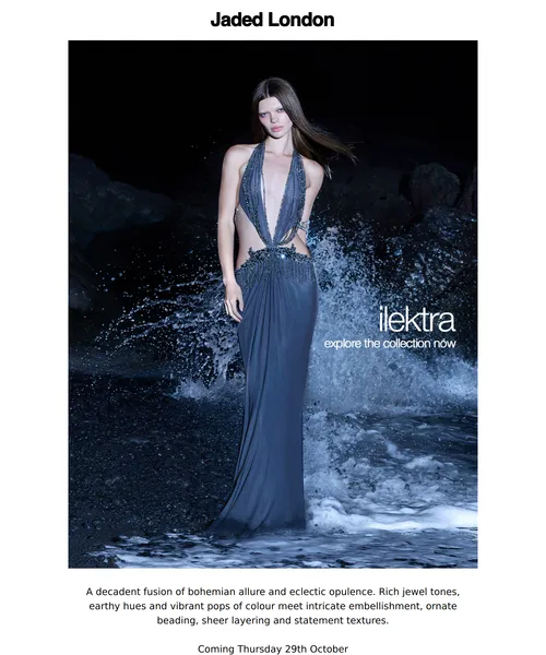 Jaded London email layout for ILEKTRA - preview the collection