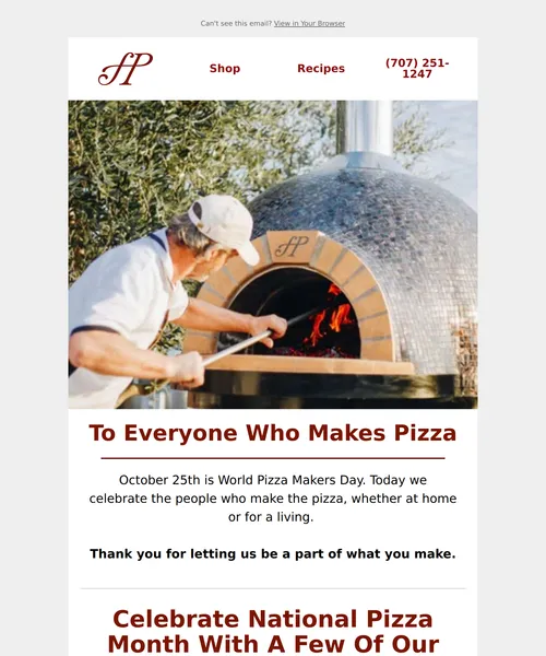 Forno Piombo email layout for Raise a Slice for World Pizza Makers Day