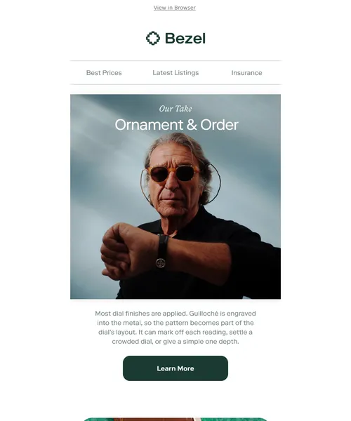 Bezel email layout for Our Take: Guilloché Is Decoration With a Day Job
