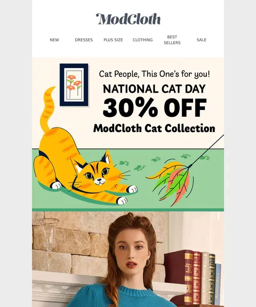ModCloth email layout for Feline Good About This One😽