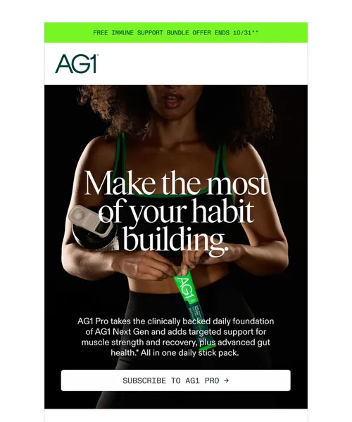 AG1 email layout for Finish the year strong with a smarter choice.