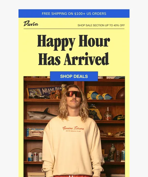 Duvin email layout for Want up to 40% off?