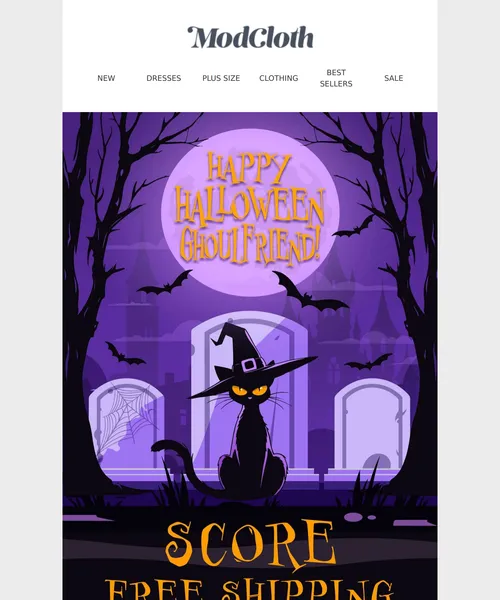 ModCloth email layout for HALLOWEEN.🎃