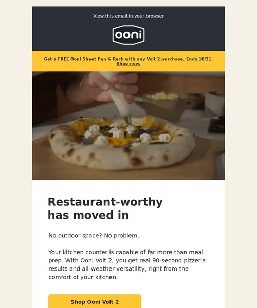 Ooni email layout for Skip the reservation