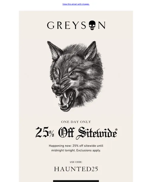 Greyson Clothiers email layout for One Day Only || Ghost Flash Sale