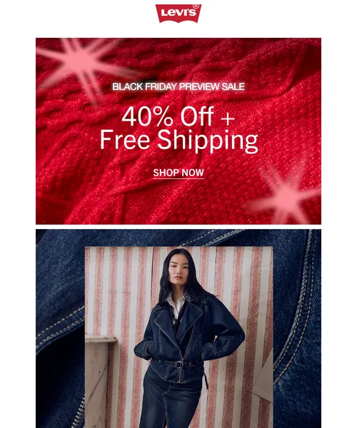 Levi's email layout for Fall calls for denim on denim