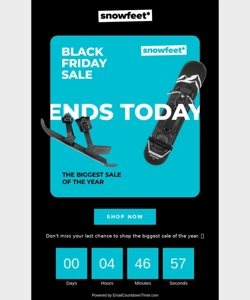 Snowfeet email layout for 💥 Black Friday ends today...