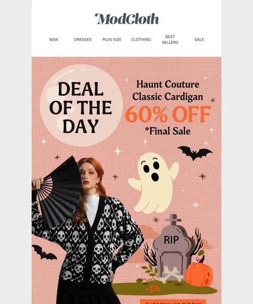 ModCloth email layout for Because Regular Is Boring.