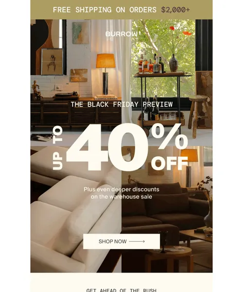 Burrow email layout for First dibs on Black Friday