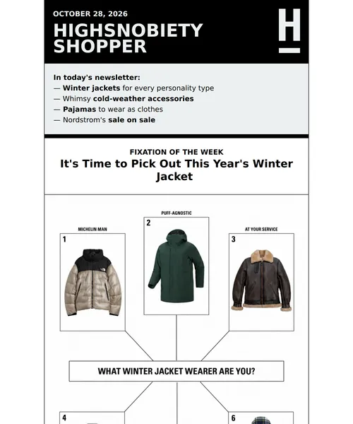 Highsnobiety email layout for Your Winter Jacket Zodiac Has Arrived (+ Uniqlo:C for Under $30)