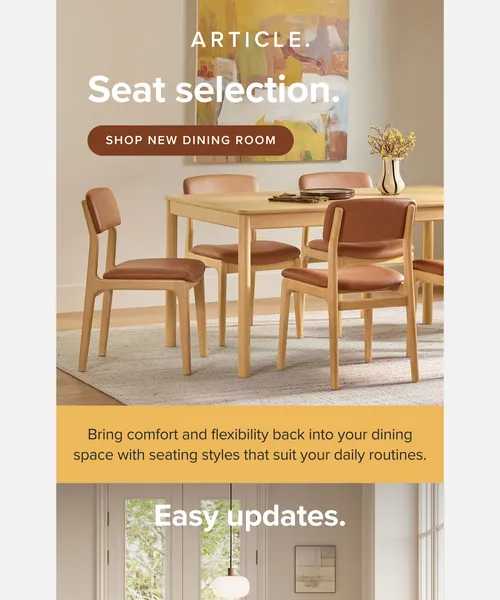 Article email layout for New arrivals: Seat selection