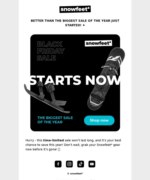 Snowfeet email layout for BETTER than Black Friday